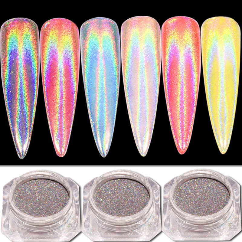 Laser Nail Glitter Peacock Holographic Mirror